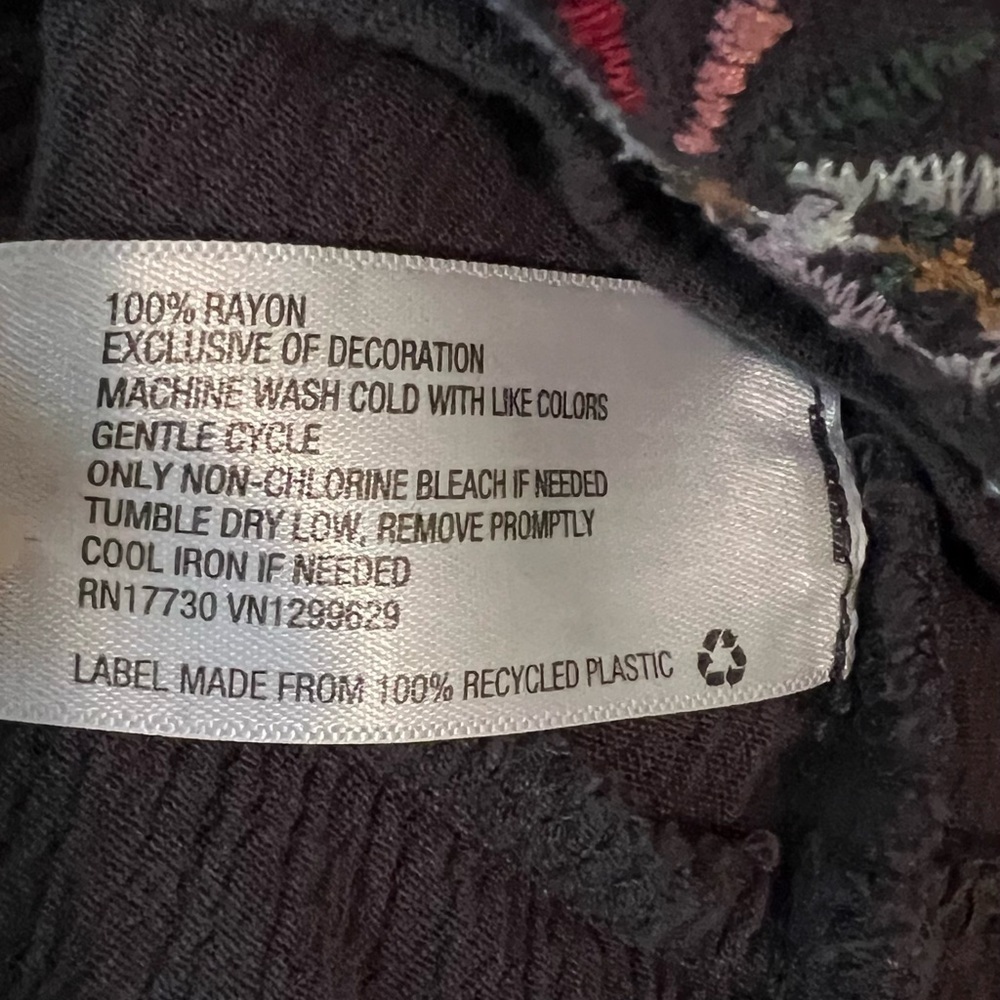 Knox Rose Women's Dark Brown Boho Peasant Embroidered Midi Dress EUC XL #1717 - Picture 4 of 9
